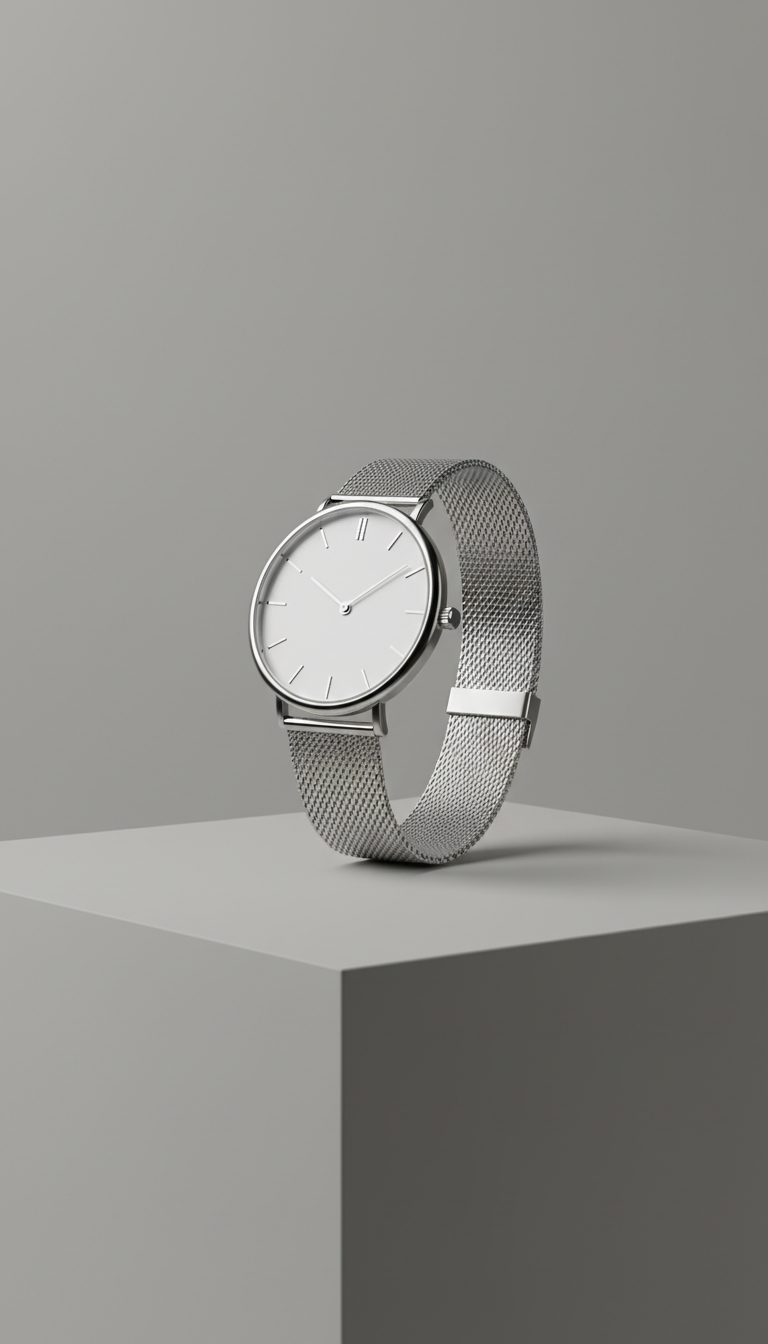 White Dial Leather Strap Watch